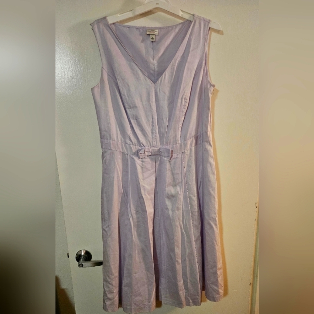 Isaac Mizrahi Purple Pleated Tie Front Midi Dress, Chest21, Belt 18 and Long43 - Picture 2 of 5